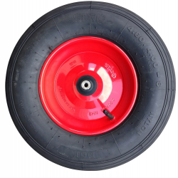 Fort kruiwagenwiel metaal rood met 4 ply band en 20 cm as