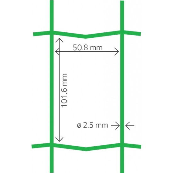 Gaas (Luxor2) groen 100 x 50 x 1500 x 2,5 mm (per meter)