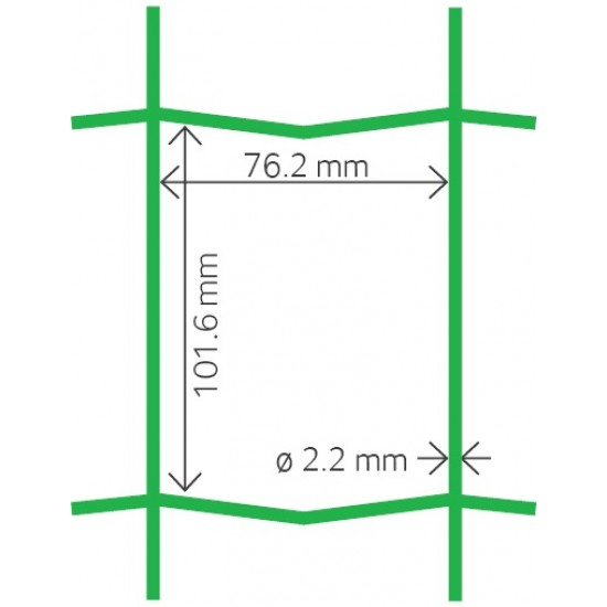Gaas Palma groen 100 x 75 x 1500 x 2,1 mm (per meter)