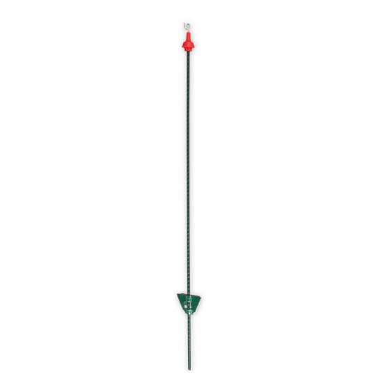 Koltec weidepaal veerstaal groen met krulisolator (105 cm) rood