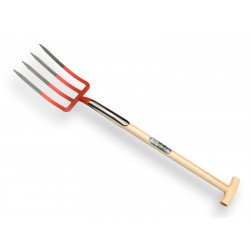 Spitvork 4 tands rood 90 cm. met dubbele veer