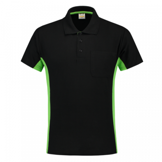 Tricorp polo shirt bicolor borstzak zwart/lime 202002/TP2000 mt: S Tricorp polo shirt bicolor borstzak zwart/lime 202002/TP2000 mt: S
