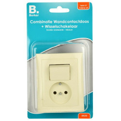 Berker cobinatie wissel schakelaar en wandcontactdoos zonder randaarde
