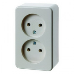 Berker opbouw wandcontactdoos dubbel zonder randaarde