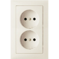 Berker Wandcontactdoos zonder randaarde dubbel inbouw creme