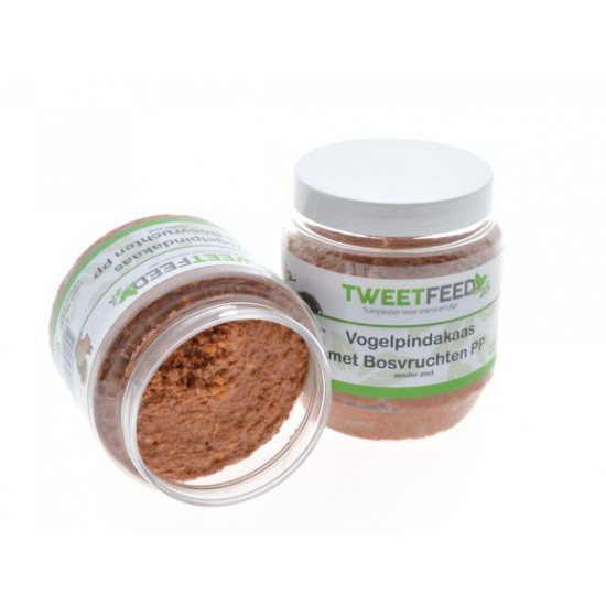 Tweetfeed Pindakaaspot kunststof bosvruchten 350 gram.
