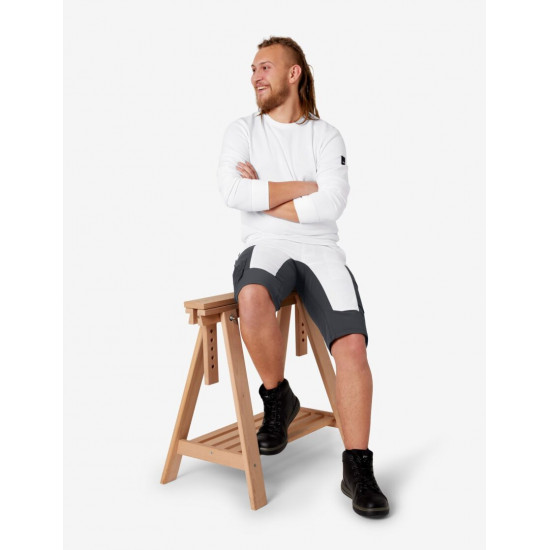 Kim, korte werkbroek, wit-antraciet Kim, korte werkbroek, wit-antraciet