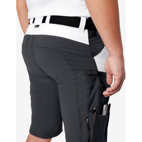 Kim, korte werkbroek, wit-antraciet Kim, korte werkbroek, wit-antraciet