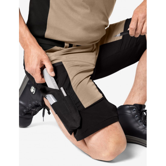 Kim, korte werkbroek, beige-zwart Kim, korte werkbroek, beige-zwart