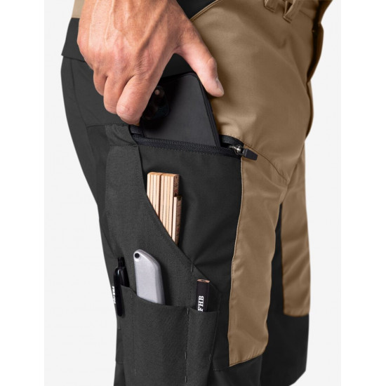 Kim, korte werkbroek, beige-zwart Kim, korte werkbroek, beige-zwart