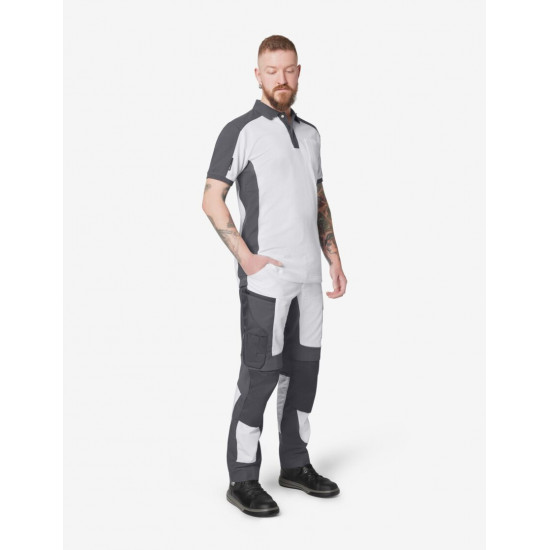 Konrad, poloshirt, wit-antraciet Konrad, poloshirt, wit-antraciet