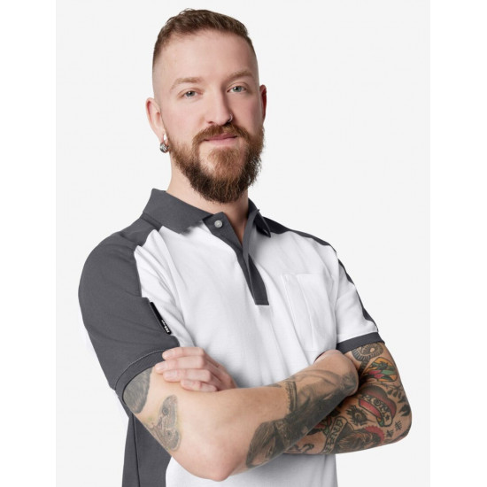 Konrad, poloshirt, wit-antraciet Konrad, poloshirt, wit-antraciet