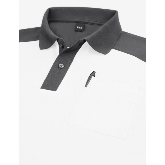 Konrad, poloshirt, wit-antraciet Konrad, poloshirt, wit-antraciet