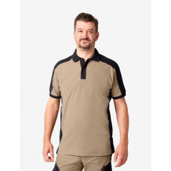 Konrad, poloshirt, beige-zwart