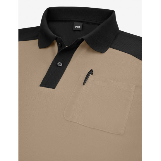 Konrad, poloshirt, beige-zwart Konrad, poloshirt, beige-zwart