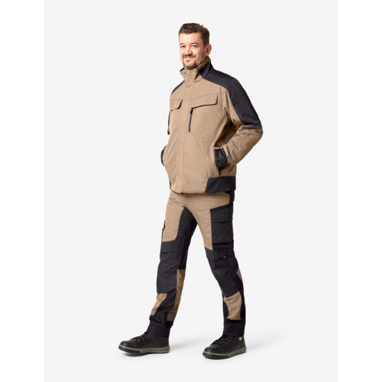 Leo, werkbroek, elastisch, beige-zwart