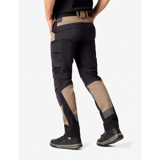 Leo, werkbroek, elastisch, beige-zwart