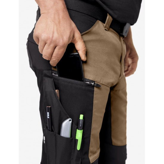 Leo, werkbroek, elastisch, beige-zwart