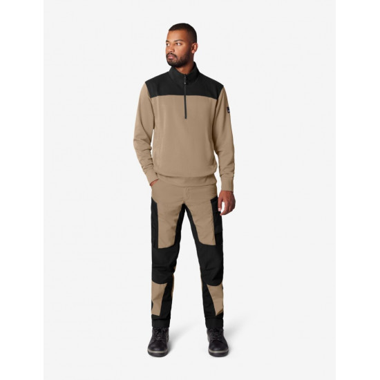 Leo, werkbroek, elastisch, beige-zwart
