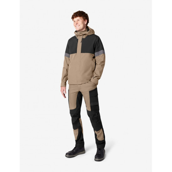 Leo, werkbroek, elastisch, beige-zwart