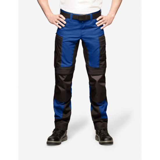 Leo, werkbroek, elastisch, korenblauw-zwart