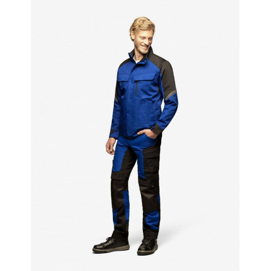Leo, werkbroek, elastisch, korenblauw-zwart