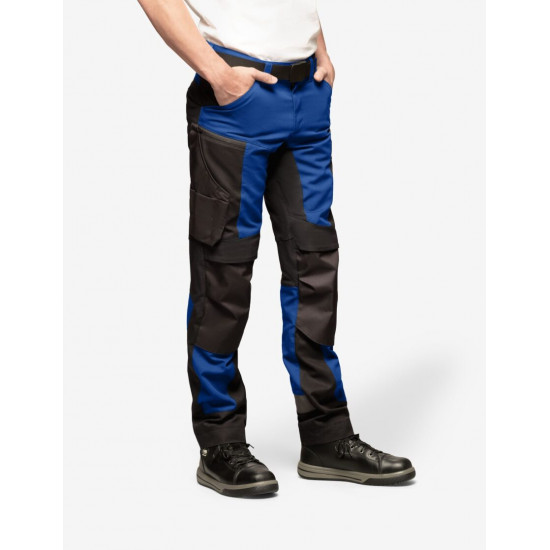 Leo, werkbroek, elastisch, korenblauw-zwart