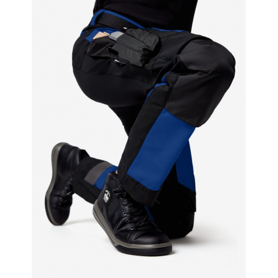 Leo, werkbroek, elastisch, korenblauw-zwart