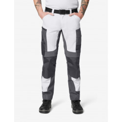 Leo, werkbroek, elastisch, wit-antraciet