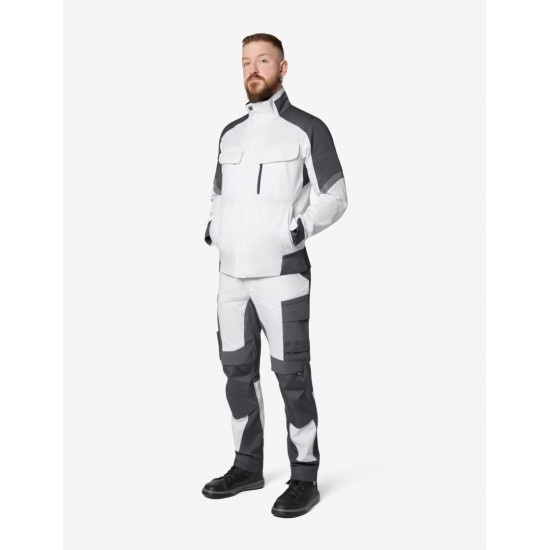 Leo, werkbroek, elastisch, wit-antraciet