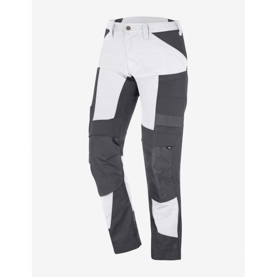 Leo, werkbroek, elastisch, wit-antraciet