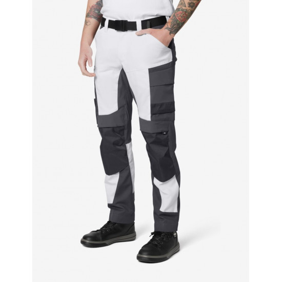 Leo, werkbroek, elastisch, wit-antraciet