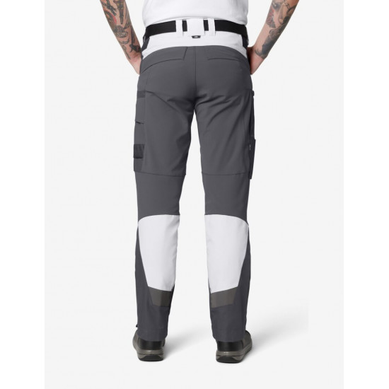 Leo, werkbroek, elastisch, wit-antraciet