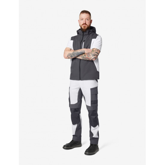 Leo, werkbroek, elastisch, wit-antraciet