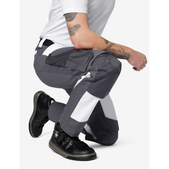 Leo, werkbroek, elastisch, wit-antraciet