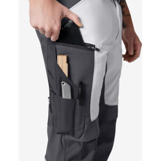 Leo, werkbroek, elastisch, wit-antraciet