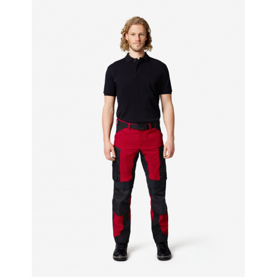 Leo, werkbroek, elastisch, rood-zwart Leo, werkbroek, elastisch, rood-zwart