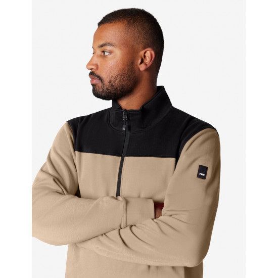 Rob, sweatshirt met rits, beige-zwart Rob, sweatshirt met rits, beige-zwart