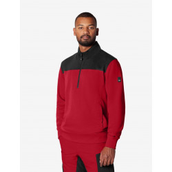Rob, sweatshirt met rits, rood-zwart