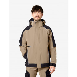Walter, softshell jas, beige-zwart