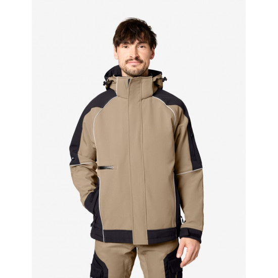 Walter, softshell jas, beige-zwart