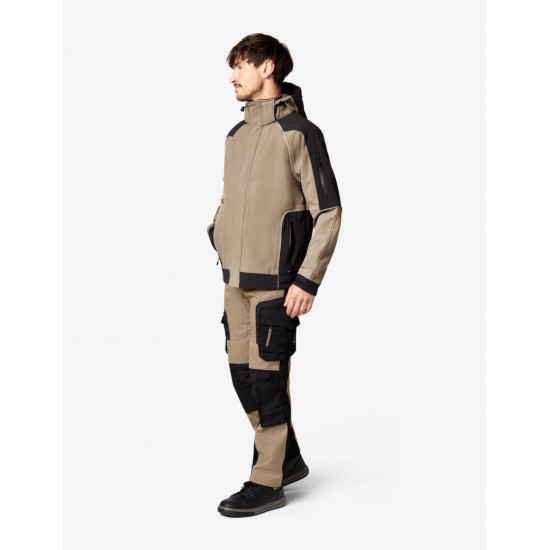 Walter, softshell jas, beige-zwart