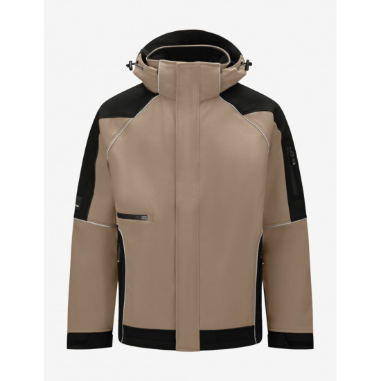 Walter, softshell jas, beige-zwart
