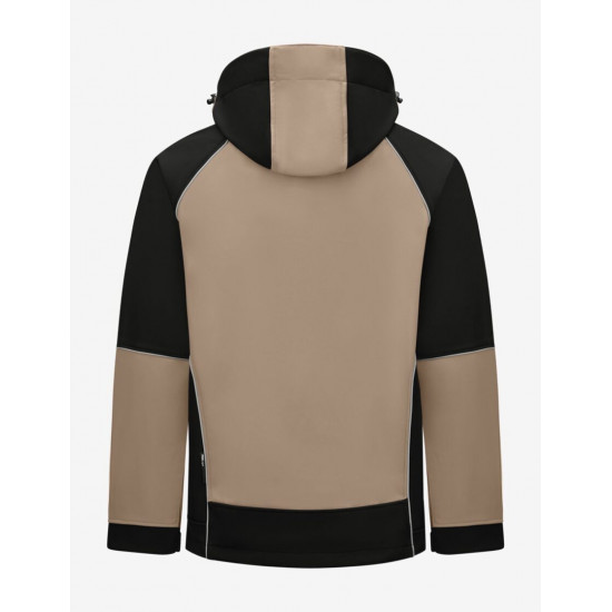 Walter, softshell jas, beige-zwart