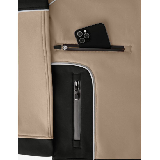 Walter, softshell jas, beige-zwart