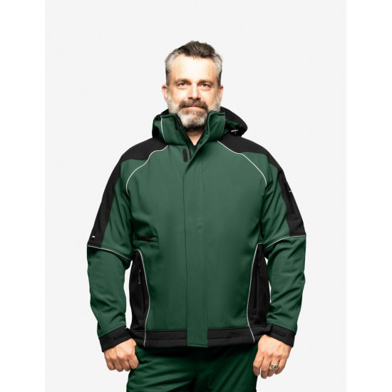 Walter, softshell jas, groen-zwart