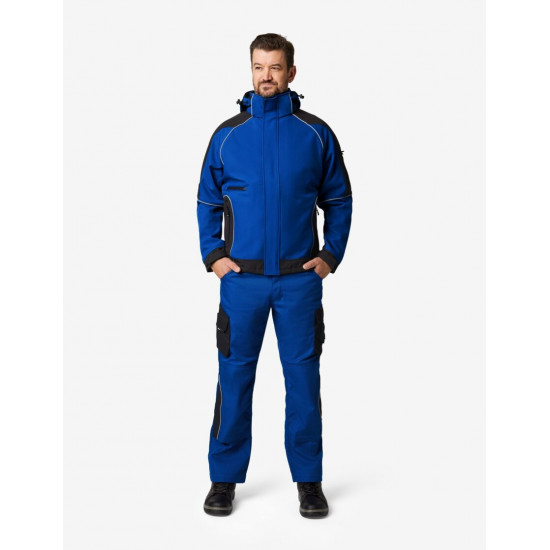 Walter, softshell jas, korenblauw-zwart
