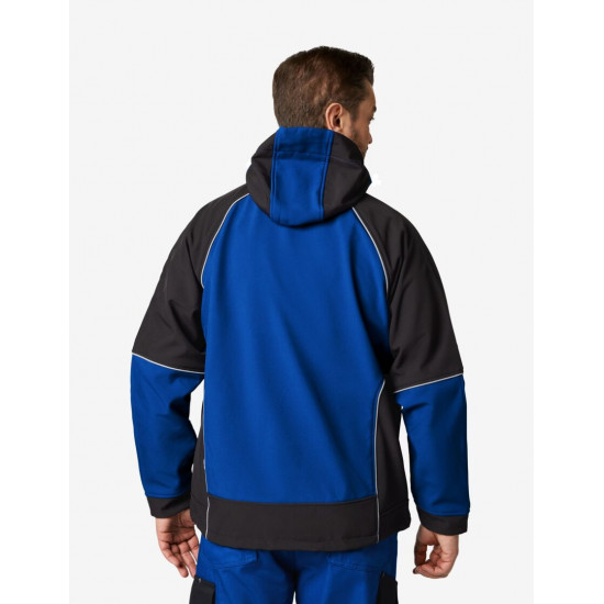 Walter, softshell jas, korenblauw-zwart