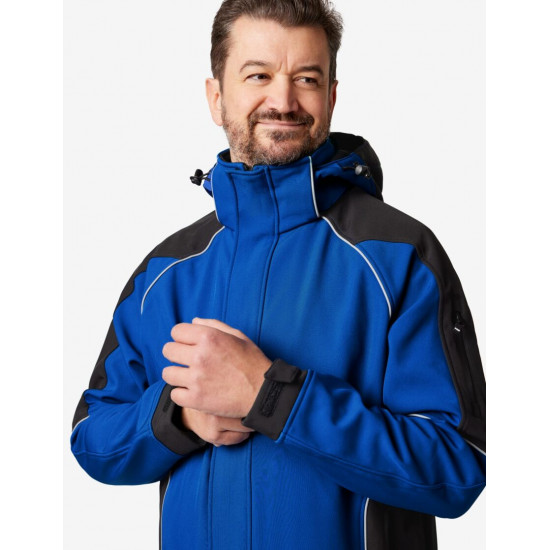 Walter, softshell jas, korenblauw-zwart