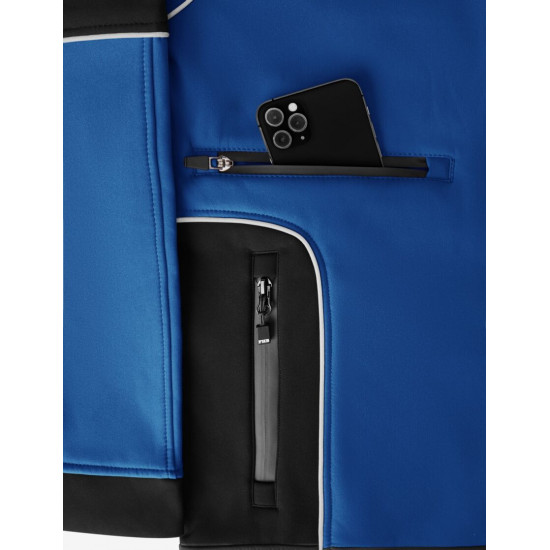 Walter, softshell jas, korenblauw-zwart